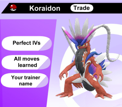 Koraidon Raid Ready 6 IV for Pokemon Scarlet/Violet