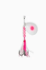 Salmon Spinner McOmie's #7 Colorado UV "Pink Dot/Pearl" w/Hoochie