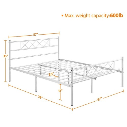 Metal Platform Full Bed W/ Headboard Under Bed Storage Sturdy Frame Kids Adults - Picture 8 of 8