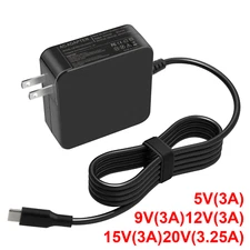 USB-C PD Type-C AC Adapter Laptop Charger Universal Power Supply 65W 