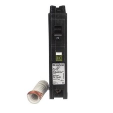 Circuit Breaker, AFCI, Combination, 20 A, 1 -Pole, 120 V, Fixed Trip, Plug Mount