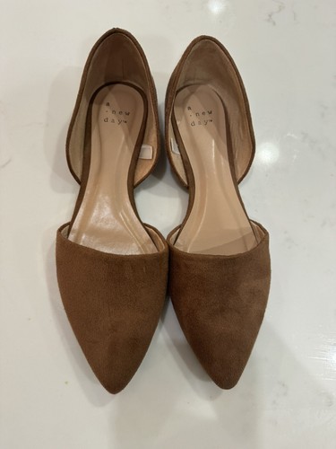 A New Day Faux Suede Pointed Toe Slip On Loafers Flats Womens 8.0 Brown - Picture 5 of 8