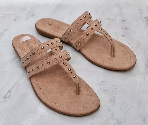 NINE WEST Keelova Pale Pink Suedette Suede Studded Womens Sandals Shoes UK 3 - Picture 6 of 12