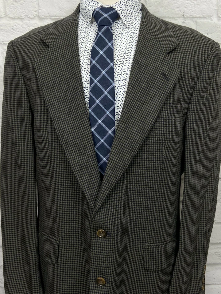 Мужской коричневый и черный шерстяной блейзер спортивное пальто OSCAR DE LA RENTA (43R) - Изображение 2 из 4