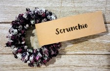 crochet handmade hair scrunchie ribbon pony tail holder wine dazzle 1pc