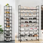 10 Tiers Narrow Shoe Rack Vertical Metal Shoe Shelf Tall Slim Storage Organizer