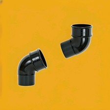 X2 Gutter Swan Neck Down Pipe Rainwater Offset Bend  68mm Black for Drain Pipe