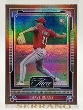 2025 Panini Three and Two - #120 Chase Burns 3/3 BOOKEND (RC) Reds SSP RARE