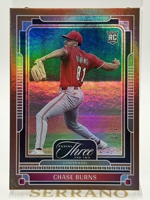 2025 Panini Three and Two - #120 Chase Burns 3/3 BOOKEND (RC) Reds SSP RARE