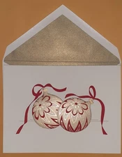 10 Crane & Co Ornaments of Red & Gold Ecru Cards & WA Gold Luster Lined Envs