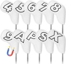 Golf Iron Covers Set Strong Magnetic Closure Value 10 Pack, Double Side Number S