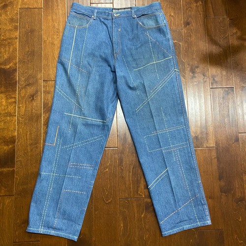 Bachi Sample Vintage Y2K Baggy Embroidered Denim Blue Jeans Herren Größe 40 x 34 - Bild 3 von 12
