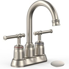 Bathroom Sink Faucet with Drain Assembly Hose 4 in Two Handles Centerset Faucet