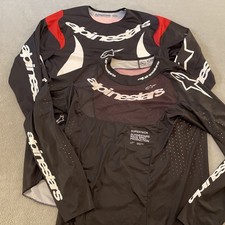 2x Lot Alpinestars Jerseys Shirt Tops Motor Motocross Biker Auto Super Tech Logo