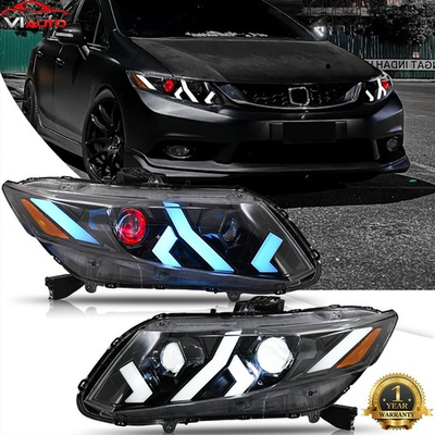 #ad #ad 2PCS Red Devil Eye LED Headlight For Honda Civic 2012 2015 Head Lamp Animation $599.00