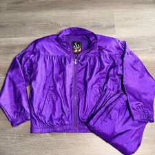 Vintage 90s Official Olympics Purple Nylon Windbreaker Track Suit Set Medium