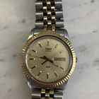 Vtg Timex President 1990 Watch Mens 33mm Day Date Fluted New Battery 7.5"