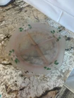 Vintage Frosted pink depression glass handled, 4-compartment relish dish  tray