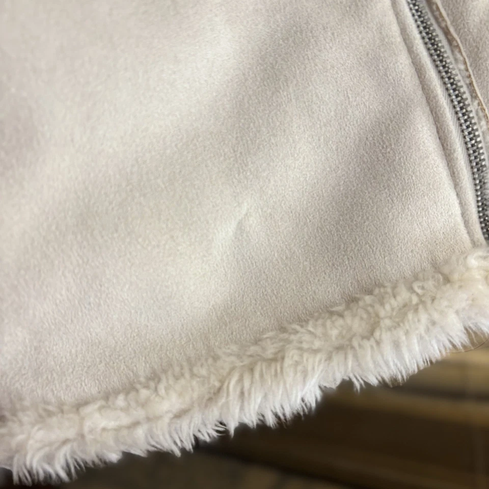 Express-Shearling Moto Jacket-Tan Faux Suede/Fur-S Cozy Winter Outerwear - Image 3 of 4