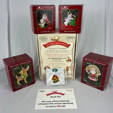 Vtg '99 American Greetings Heirloom Collection 4 Christmas Ornaments Pin Set NOS