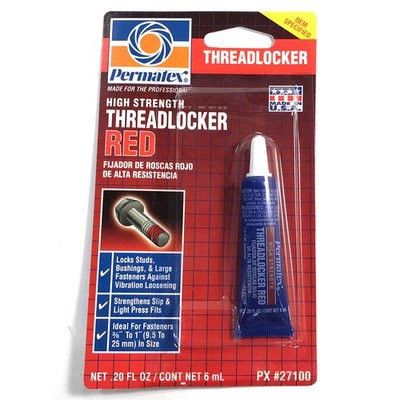 Permatex Thread Locker 27100; High Strength Red 6.0ml Squeeze Tube