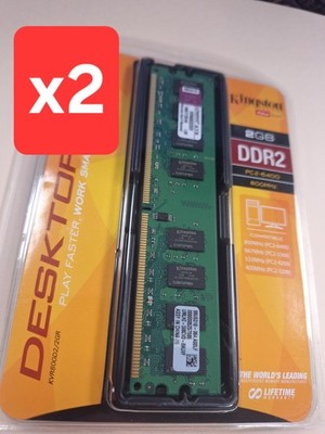 Lot of 2 -  2GB Ram DDR2 PC2-6400 800MHz KVR800D2/2GR 240-Pin Memory
