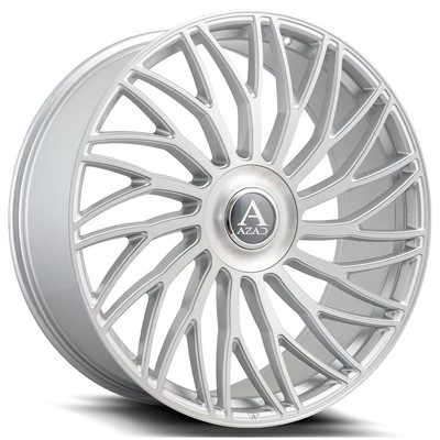 24x9''Azad Wheels AZ717 Silver Brushed XL Cap Rims (Regular Caps)