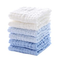 MUKIN Baby Washcloths - Soft Face Cloths for Newborn, 12" x 12", Blue
