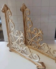 10" Heavy Cast Iron Shelf Brackets Scroll Design Antique Architectural Salvage
