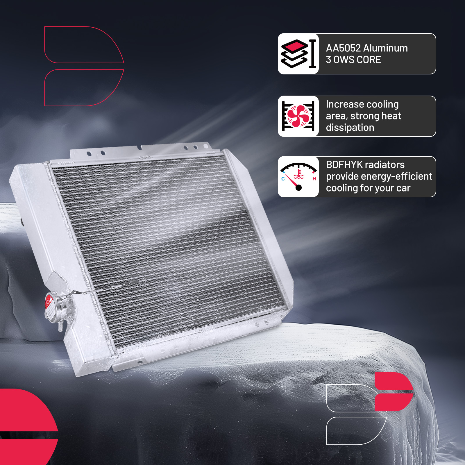 RA-FM64-3 Aluminum 3ROW 44mm auto radiator fitfor 1964 Ford Mustang Base US SHIP