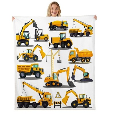 Feelyou Construction Site Fleece Throw Blanket Kids Toddler Excavator Truck