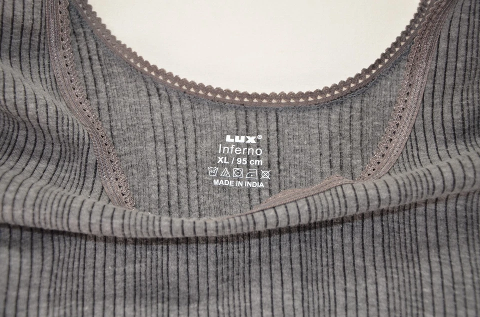 LUX Inferno Mujer XL Top Camisa Blusa Pullover Gris Algodón Tejido Foto 3 de 4