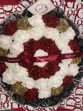 40 stunning Large Glitter Red Gold and White Bouquet Artificial Flowers