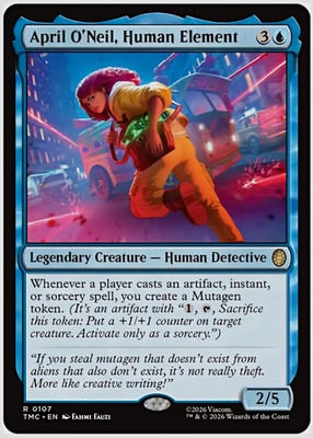 MTG April O'Neil, Human Element Commander TMNT 107 Rare Blue Human Detective