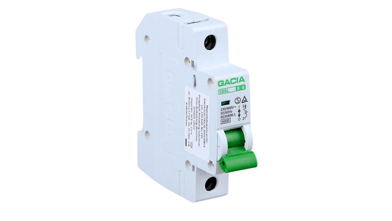 GACIA Overcurrent Switch SB6L B 1P 6A 6kA AC