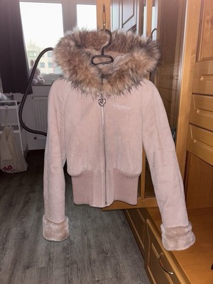 Vintage Rosa Baby Phat Jacke Gr. S Damen 90s Fake Wildleder Mit Kaputze