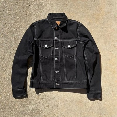 Sandro Paris Black Men's Heavy Denim Trucker Jacket Mens Slim Meidum