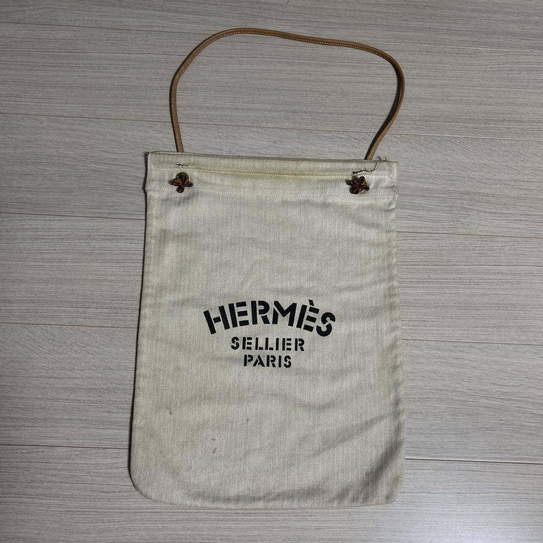 HERMES Aline Cotton Leather Shoulder Bag in Auth Designer Luxury