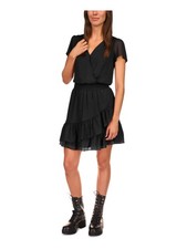 MICHAEL MICHAEL KORS Womens Black Lined Hook And Eye Front Short Sleeve Dress L