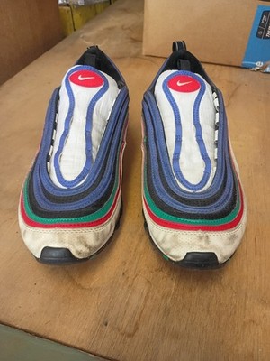 NIKE AIR MAX 97 ''WHITE MULTI'' BOY'S ATHLETIC SHOES SIZE 7Y no laces GUC