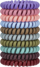 Spiral Hair Ties, 10 Pcs Traceless Phone Cord Bracelet Plastic Coil Ponytail Hol