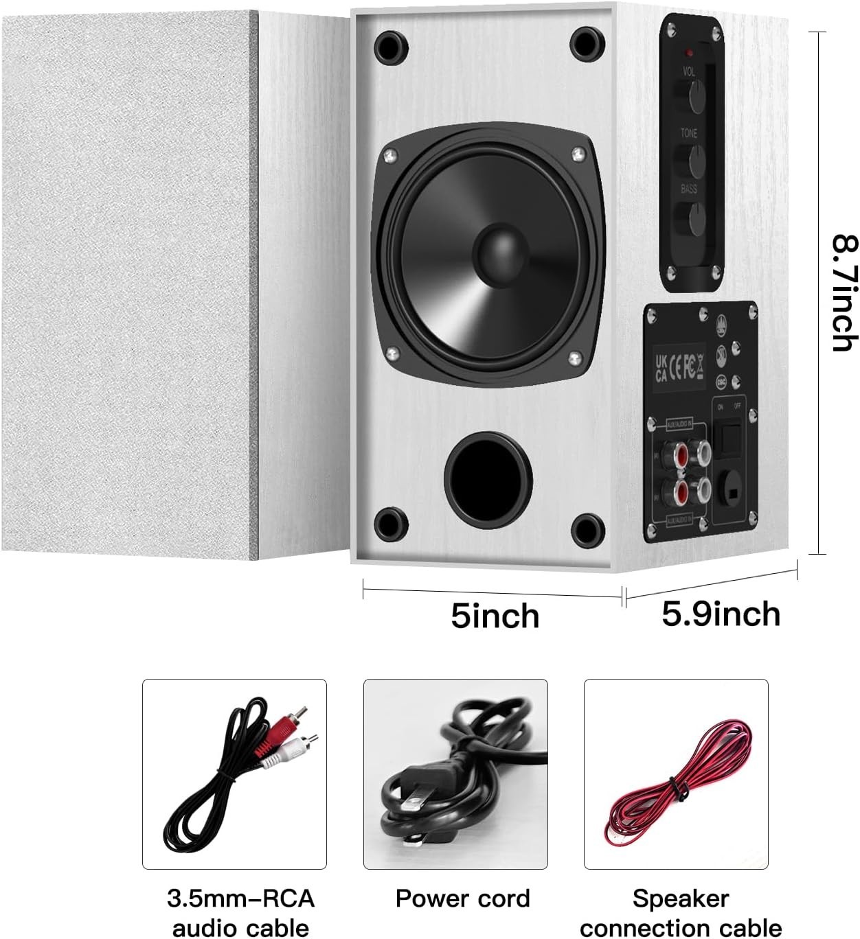 Compact Wall-Mounted Powered Speakers with 3.5-RCA Input & Superior Stereo Sound
