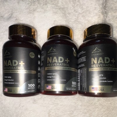 Cold Mount NAD+ 1200mg Resveratrol 50mg Liposomal Softgels 100ct No Fillers