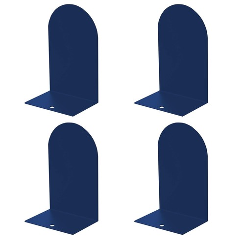 Metal Book Ends, 4 Pack Blue Bookends for Shelves, Book Holder for Heavy Book...