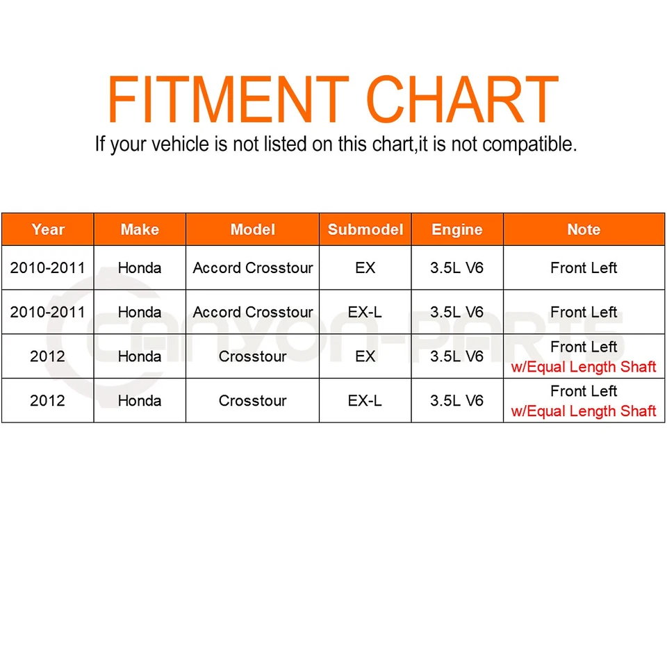 Eje delantero izquierdo CV para Honda Accord Crosstour 2010-11 3,5 L 2012 Crosstour Foto 2 de 4