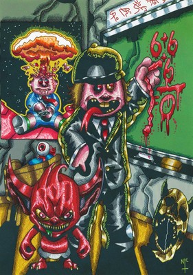 Gpk Fan Art Ink Sketch A3 The Omen Horror Fan Art Hand Made On Card Dark Themed