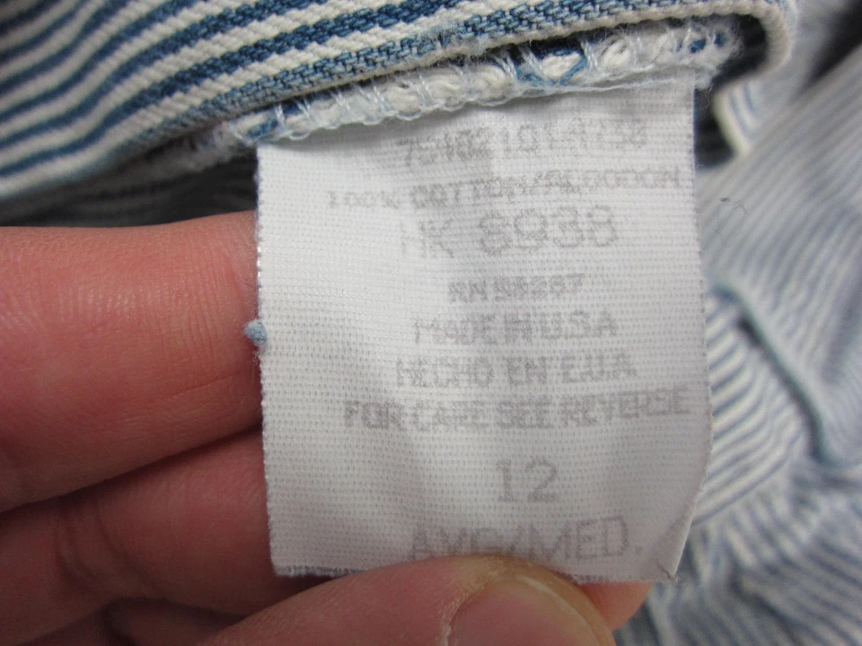 Pantalones Cortos Gloria Desteñidos De Colección Adolescentes Niñas 12 Bermudas A Rayas Azules Hechos en EE. UU. Foto 4 de 4