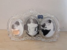 MIKASA Princess Frosted Lead Crystal Triple Oval Photo Frame 8 x 13  w/ Box