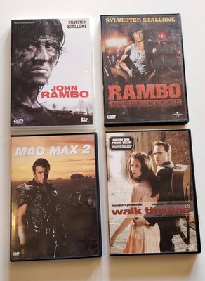 Lot 4 DVD Filme: Rambo / John Rambo / Mad Max 2 / Walk the Line - PAL ITA ENG