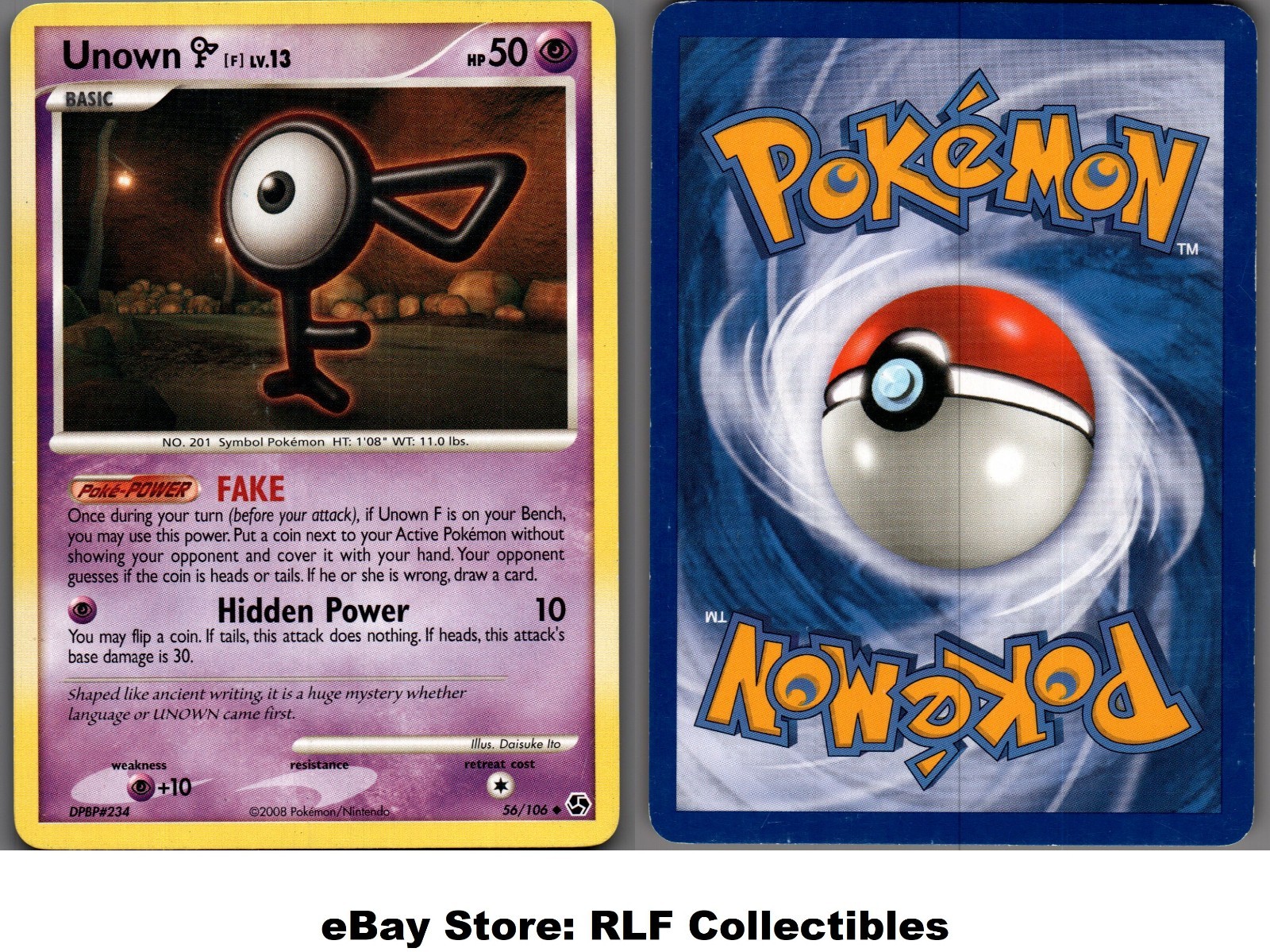 2008 Pokemon, D&P Great Encounters, #56/106 Unown F, Uncommon
